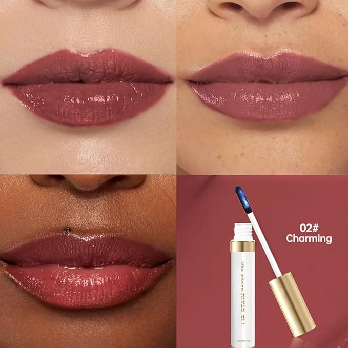 Matte Lip Stain Wipe Off Masque - Peel Off Lip Stain Tattoo,Lip Gloss for All Skin Types, Peel Off Lip Liner Stain Tattoo Long-Lasting Proof Waterproof Smudge(2#Brown)