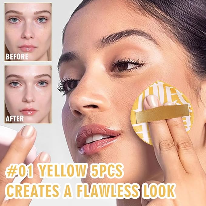 Makeup Sponge for Foundation Concealer and Powder,Latex Free Blender Sponge for Natural and Easy Makeup Soft Long Lasting Beginner-friendly,Travel Size Beauty Makeup Tools (Yellow XL 5 Pcs)
