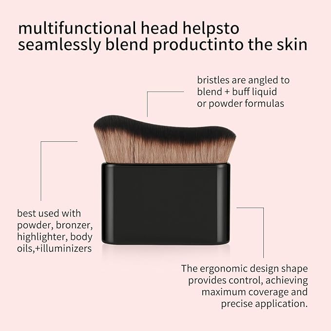 FUNAN Big Self Tanning Blend Brush, Professional Angled Makeup Brush, Foundation Makeup Brush Cream Powder Liquid,Face Neck Body Leg Tanning Makeup Black