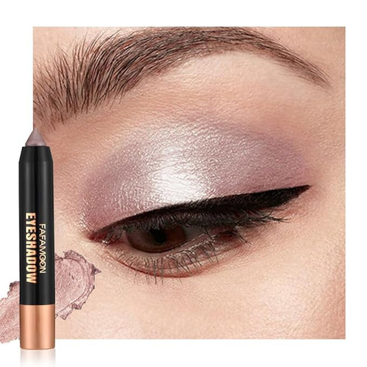 Monochrome Cream Shimmer Glitter Eyeshadow Pencil Stick for Women, Shimmer Rose Gold Eye Shadow Eyeliner Pencil Sticks Makeup, sombras para ojos, Waterproof, Vegan & Cruelty-Free, 03#