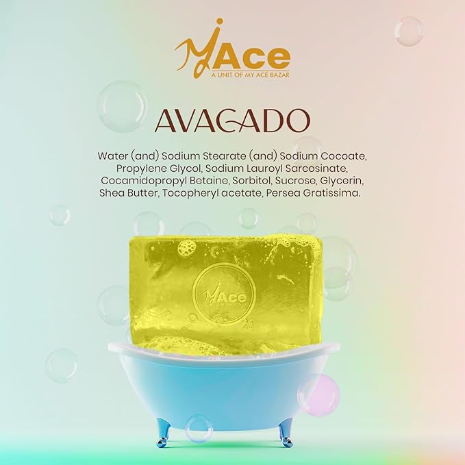 MY ACE Avocado Moisturizing Bathing Bar – Natural Handmade Soap with Avocado & Coconut Oil, Shea Butter & Vitamin E, SLES-Free, Gentle on Skin (3.5oz Each, Pack of 3)
