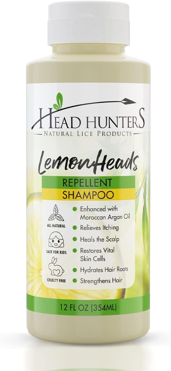 Lemon Heads Lice Prevention Shampoo - Daily Head Lice Shampoo for Kids and Adults - Natural and Non-Toxic, Extremely Effective Without Chemicals - Head Hunters - 12 Fl Oz