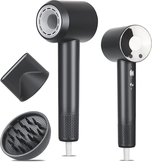 High-Speed Ionic Hair Dryer with Magnetic Diffuser & Concentrator, 110,000RPM Brushless Motor for 5X Faster Drying, Professional Lightweight Quiet Blow Dryer for Frizz-Free, No Heat Damage Styling