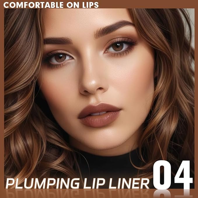 Plump Matte Crayon Lip Liner Pencil, Nutmeg Lip Liners Lipstick, Long-Lasting Waterproof Creamy Formula, With Silicone Smudger for Define Contours & Sculpting Lip, 0.75g/0.026oz