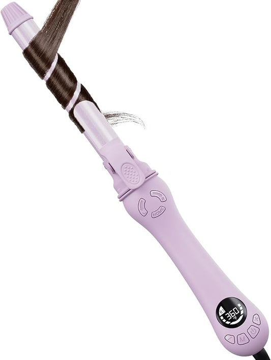 New Version Lanvier Rotating Curling Iron 1 Inch Automatic Curling Wand for Waves; Tourmaline Ceramic Self Curler with 2 Rotating Speed, 11 Adjustable Temperature & Dual Voltage for Worldwide Use