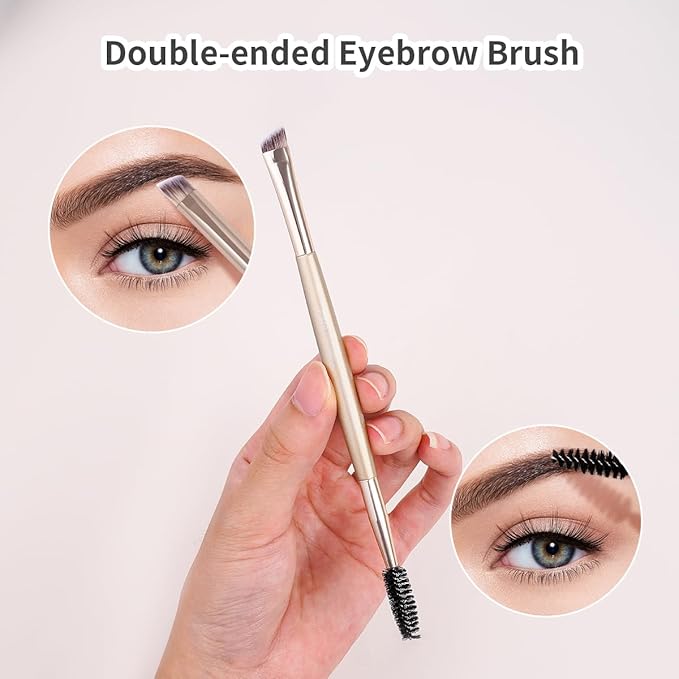 MAANGE Makeup Brush Set 19 PCS Travel Makeup Brushes Eyeshaowder Powder Concealers Foundation Professional Make Up Brush Set with Case (Gold)