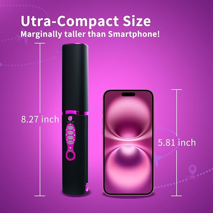 Small Titanium Flat Iron for Short Hair, Mini Cordless Hair Straightener and Curler for Travel, Dual Voltage, Portable, USB-C Rechargeable, Fast Heating, 5000mAh Battery, 3 Temp Settings(Decent Black)