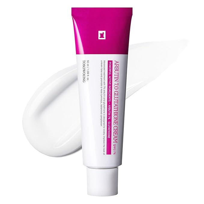 TOSOWOONG Arbutin 7% Glutathione Cream, 70,000ppm Arbutin + 5,001ppm Glutathione, Niacinamide, Dark Spots, Freckle, Blemishes, Pigmentation, Dullness, Uneven Tone, Korean Skin Care, 50ml, 1.69 fl.oz.