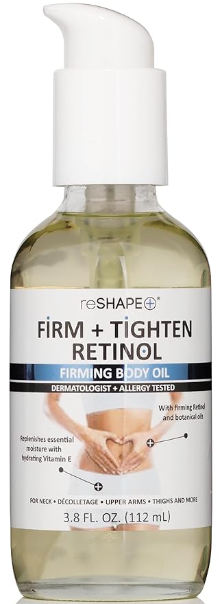 Reshape+ Retinol Firming Body Oil Skin Care Moisturizer W/Vitamin E - Nourishing, Lifting, & Hydrating Body Oil To Improve Look Of Wrinkles, Crepey Skin, Dry Skin, & Stretch Marks, 3.8 Fl Oz