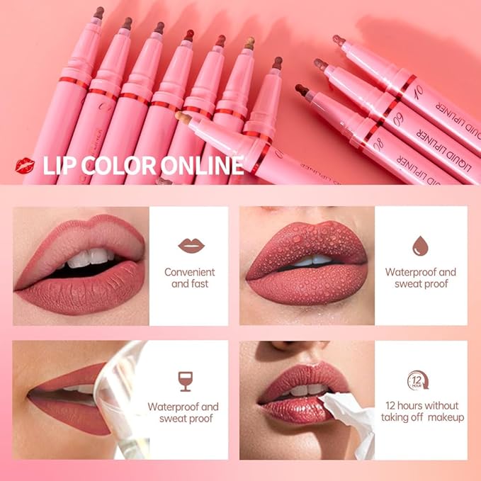 Mocha Brown Liquid Lip Liner Stain, 24 Hour Longwear Matte Lip Tint Liner, Waterproof Transfer-proof Lip Lipstick Lip Liner, All Day Stay Lip Stain 03#