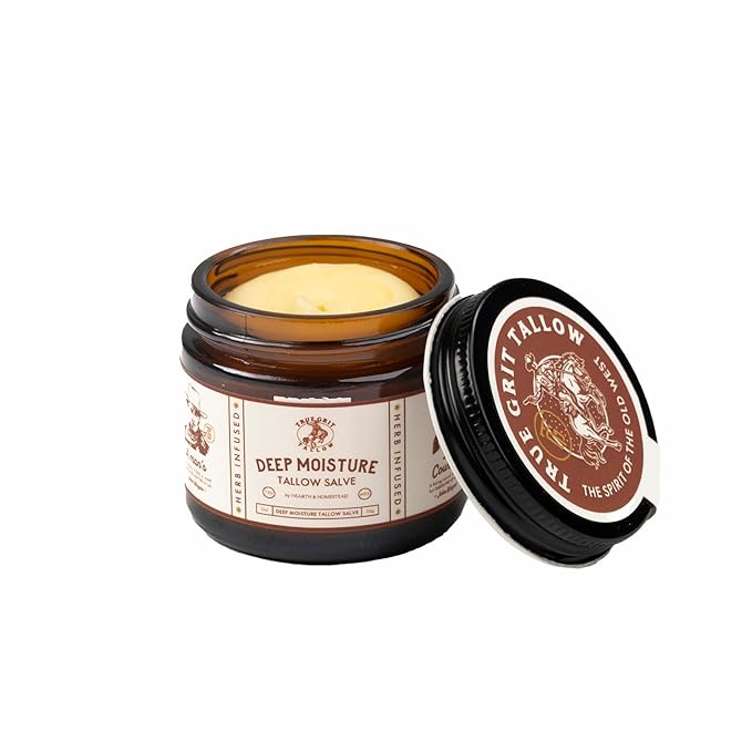 John Wayne Inspired Deep Moisture Tallow Salve – Herb-Infused Unscented – Essential Oil-Free Soothing Balm for Sensitive Skin – 2 oz