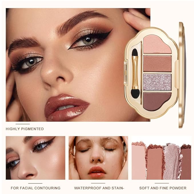 Matte Diamond Eyeshadow Palette, Shimmer Pearlescent Shades Metallic, Duo-Chrome, Glitter Sparkle and Soft Mud Textures, Natural Even Pigment for Brightening,Contouring and Multi-Look Eye Makeup-1#