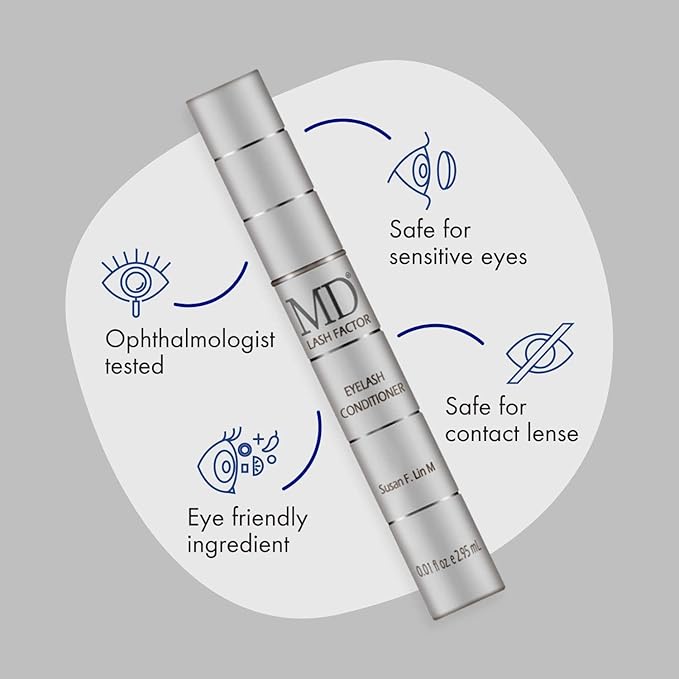 MD Lash Factor Eyelash Conditioner – 0.1 fl oz, 3-Month Supply – Daily Lash Serum with Peptides and Biotin for Thicker Lashes