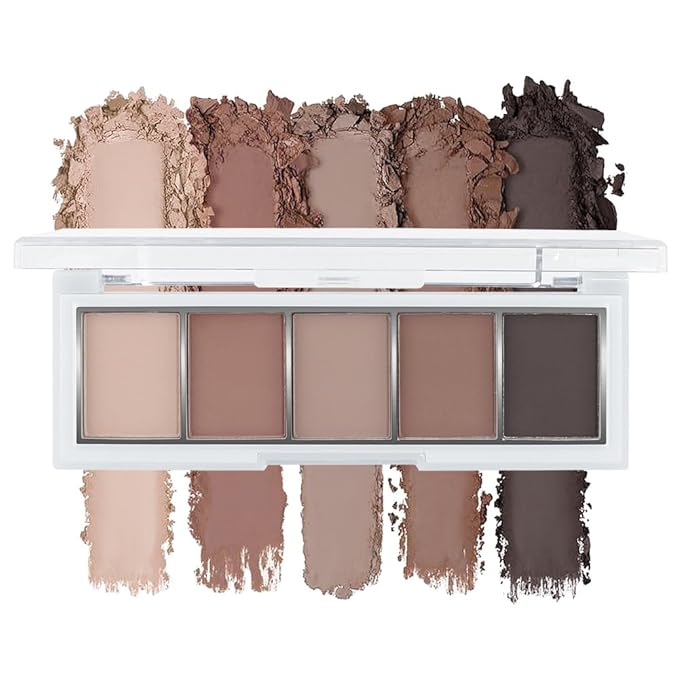 Nude Matte Eyeshadow Palette Makeup, 5 Matte Shades from Cream to Charcoal, Pigmented For Older Women, Smoky Glam Eye Makeup, Naturing-Looking Women Girls Eye Shadow (06#, Pack of 1)