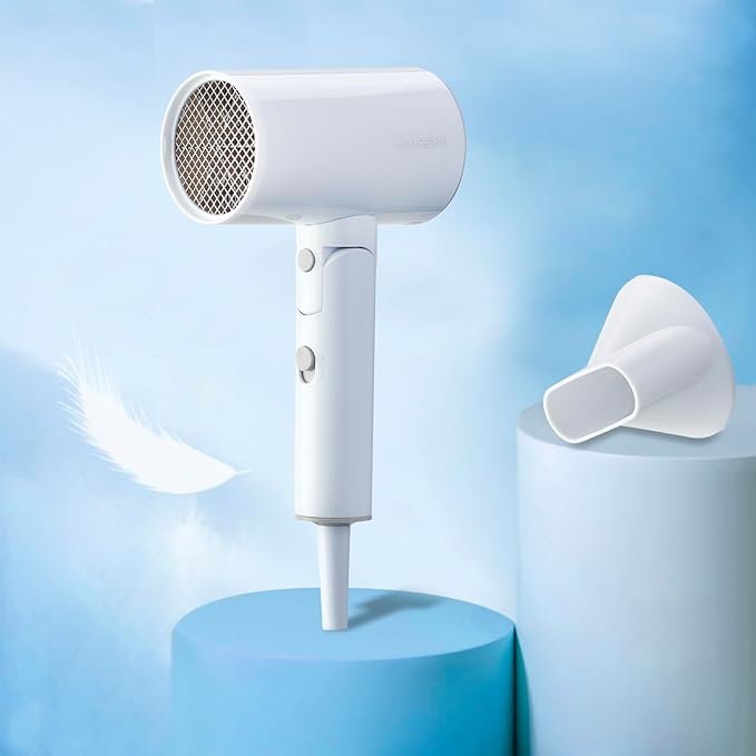 Hair Dryer, 1600W Small Foldable Hair Blow Dryer, Fast Drying Travel Hair Dryer, White