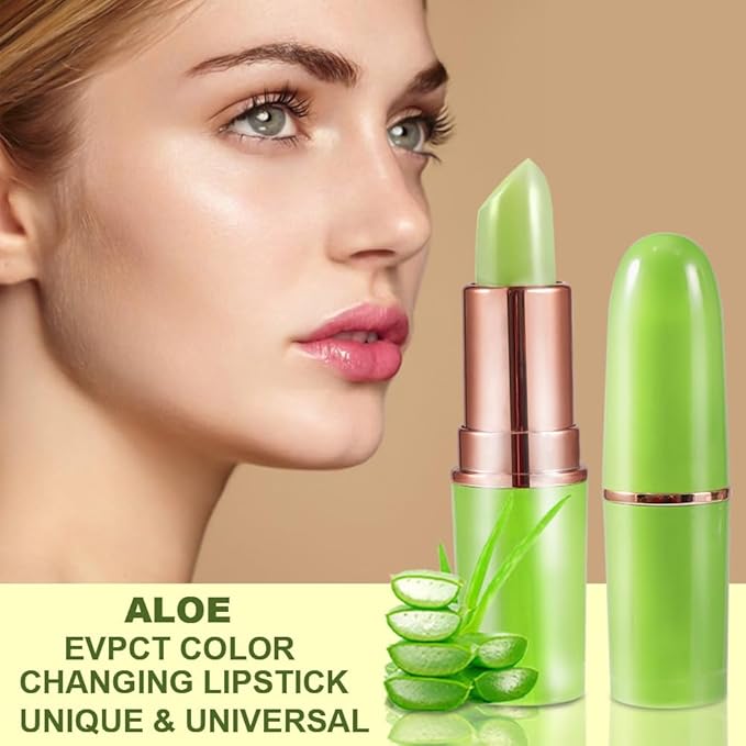 BINGBRUSH Aloe vera Color Changing Lipstick,Moisturizer Long Lasting Lip Care Magic Lip Gloss,Makeup Lipstick Set (1pc 01#Aloe vera, A-1pc)