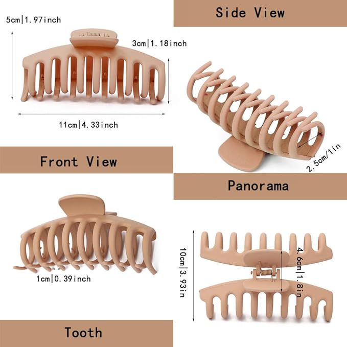 8 Pcs Hair Clips Large Claw Hair Clips for Thick Hair No Slip, Strong Hold Big Hair Claw Banana Hair Claw Clips for Women and Girls Hair Accessories Gifts
