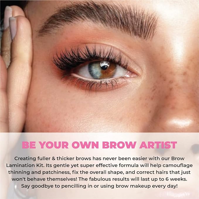 Brow Lamination Kit | Professional Eyebrow Lamination with Keratin | DIY Brow Lift Kit | Fuller, Thicker Brows for 6 weeks | Includes Easy to Use Instruction, Treatment Tools & Brushes