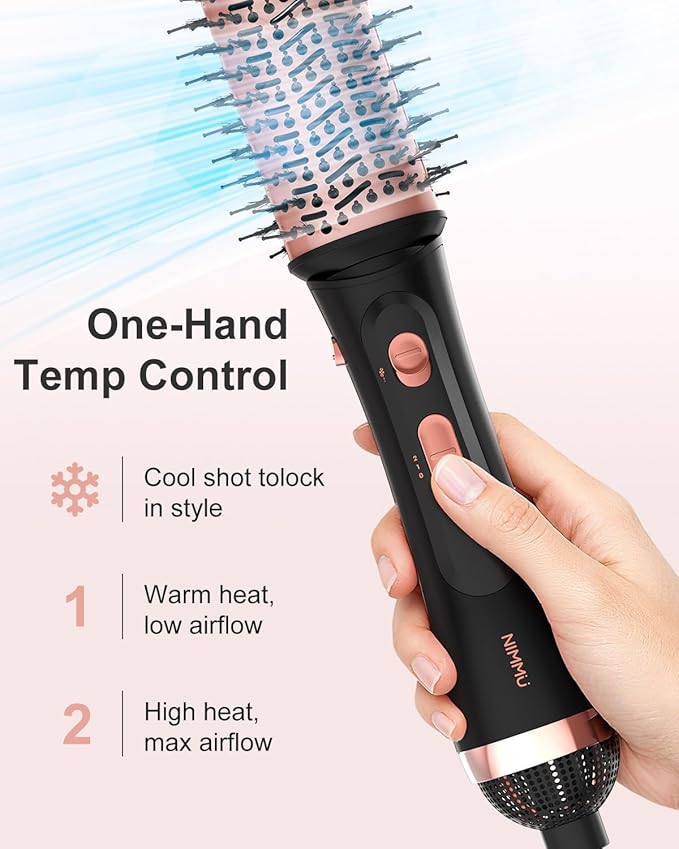 Nimmu Blow Dryer Brush Set, 5-in-1 Hot Air Brush Set, All-in-One Hair Styler for Salon Blowouts, Smoothing, Curling & Volumizing and Straightening, Less Frizz & Heat Damage, Black