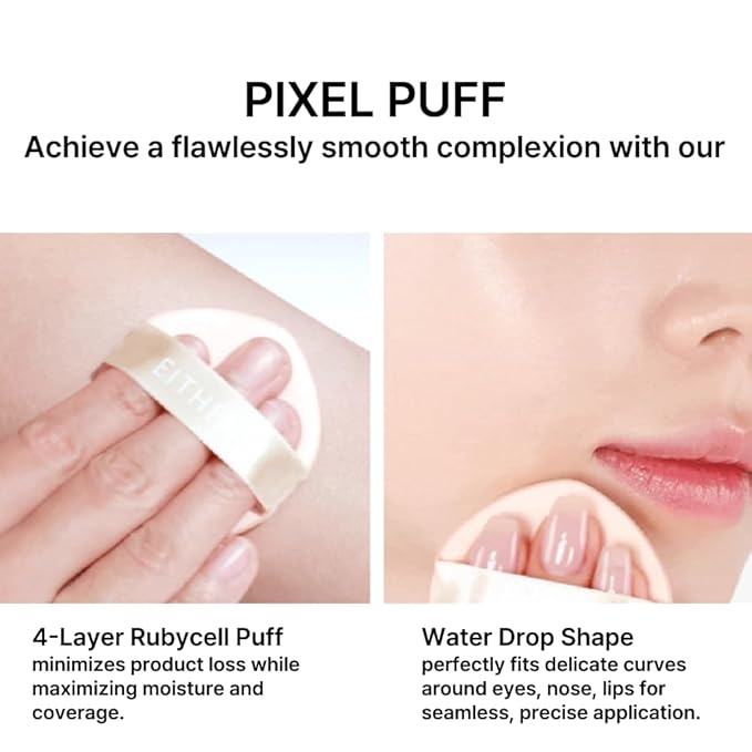 EITHER& Glow Pixel Cushion Foundation | Skincare-Infused Glow Finish, Lightweight, Pore Blurring, Long-Lasting Coverage, Korean Beauty (23P Amber)