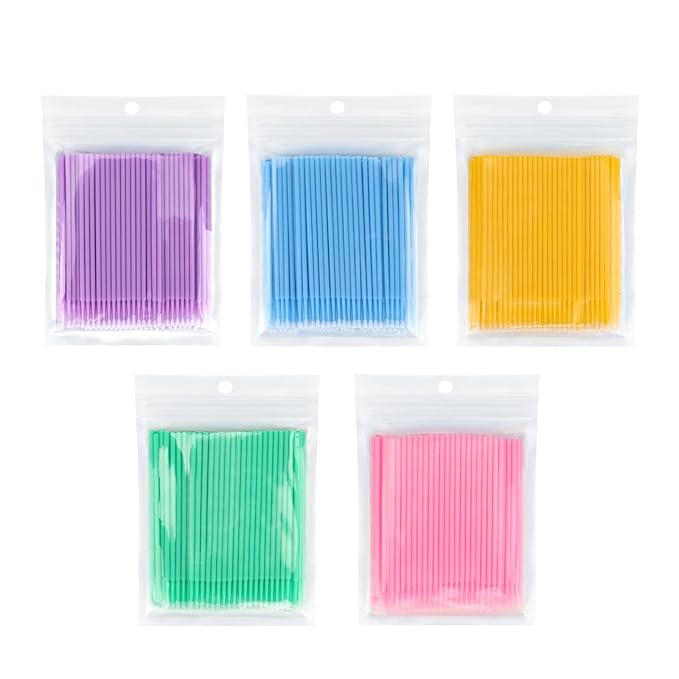 G2PLUS 500PCS Micro Cotton Swabs, Disposable Micro Applicators Brush for Makeup and Personal Care, Cosmetic Brush, Microswabs for Eyelash Extensions, Nails, Eyeliner (Head Diameter: 2.0mm)