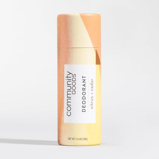Natural Deodorant (Community Goods Deodorant, 72 Hour Odor Control | For Men and Women | Aluminum-Free, Paraben-Free, Phthalate-Free, Plastic-Free | Baking Soda, Tapioca, Vitamin E | Citrus + Cedar)