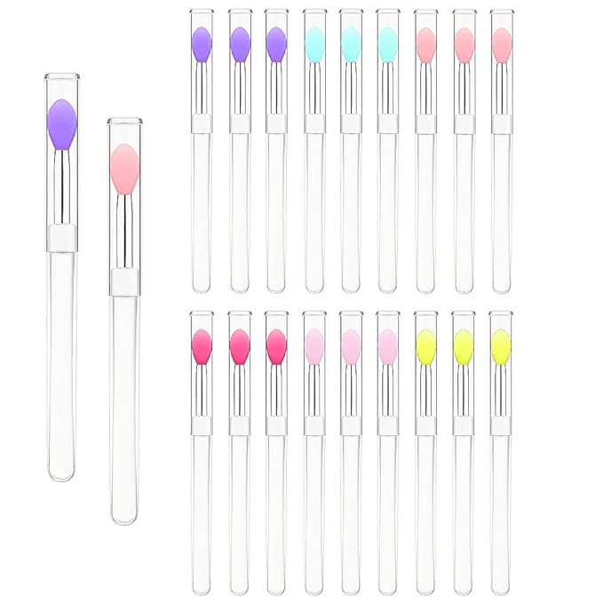 30PCS Reusable Lipstick Applicator Brush,Lipstick Brushes with Cap Lip Applicator Brushes Makeup Beauty Gloss, Cream, Eyeshadow, Balm (mixed 6 color)
