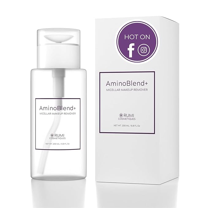 Rumi Cosmetiques AminoBlend+ Micellar Makeup Remover for Mature Women with Sensitive Skin - Face Cleanser, Makeup, Mascara Removal, Gentle Cleanse & Nourish Your Skin - Cruelty-Free & Vegan
