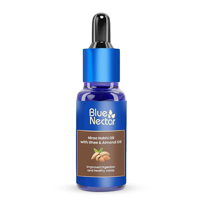 Blue Nectar Ayurveda Nabhi Oil with Ghee & Almond Oil | Belly Button Oil for Digestion & Joint Health | 100% Natural & Herbal (21 Herbs, 1 fl oz)