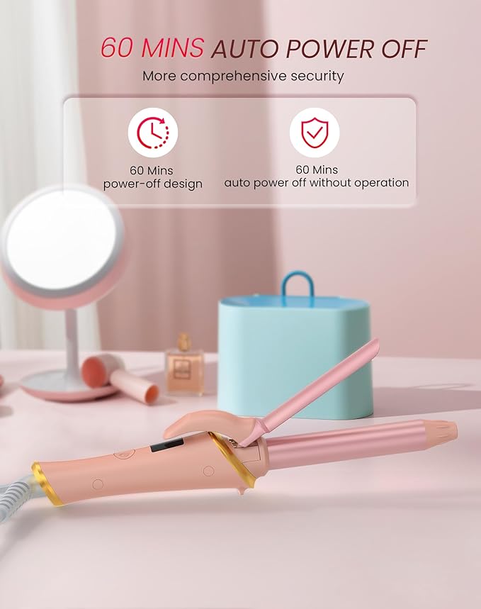 Ukliss Mini Curling Iron for Short Hair, Creates Perfect Tight Ringlets & Bangs, Fast Heat 30s, 5 Temp Settings, Dual Voltage, Auto Shut-Off & Anti-Scald Tip, Travel Friendly (Pink, 3/4 Inch)