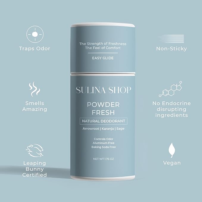 Powder Fresh - All Natural Deodorant for Woman, Aluminum-Free, Baking Soda-Free, Up to 12-Hour Odor Protection – Classic Baby Powder-Inspired Scent – For Women & Men, Gentle on Sensitive Skin