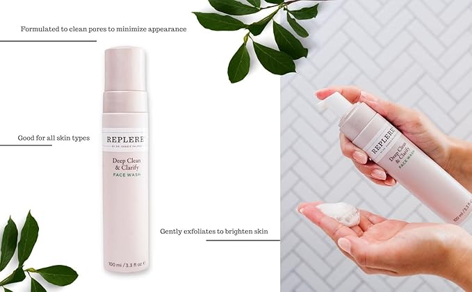 Replere Deep Clean & Clarify - All Natural Exfoliating Face Wash with Coffea Arabica, Green tea and Vitamins A & E