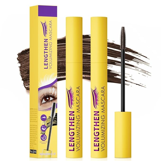 Bubble Mascara, 2026 Upgrade Volumizing Mascara, Waterproof Brown Mascaras for Sensitive Eyes, Clump-Free Lash Enhancer for Daily Use, Long Lash Mascaras for Women (2pcs-brown)
