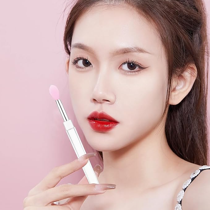 8PCS Reusable Lipstick Applicator Brush,Lipstick Brushes with Cap Lip Applicator Brushes Makeup Beauty Gloss, Cream, Eyeshadow, Balm (pink)