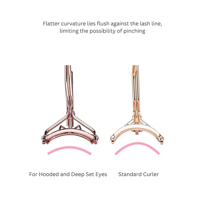 The Big Reveal Eyelash Curler for Hooded Eyes, Deep Set Eyes – Precision & Professional Eyelash Curler for Difficult Eye Shapes with Replacement Silicone Pad, Nickel Free