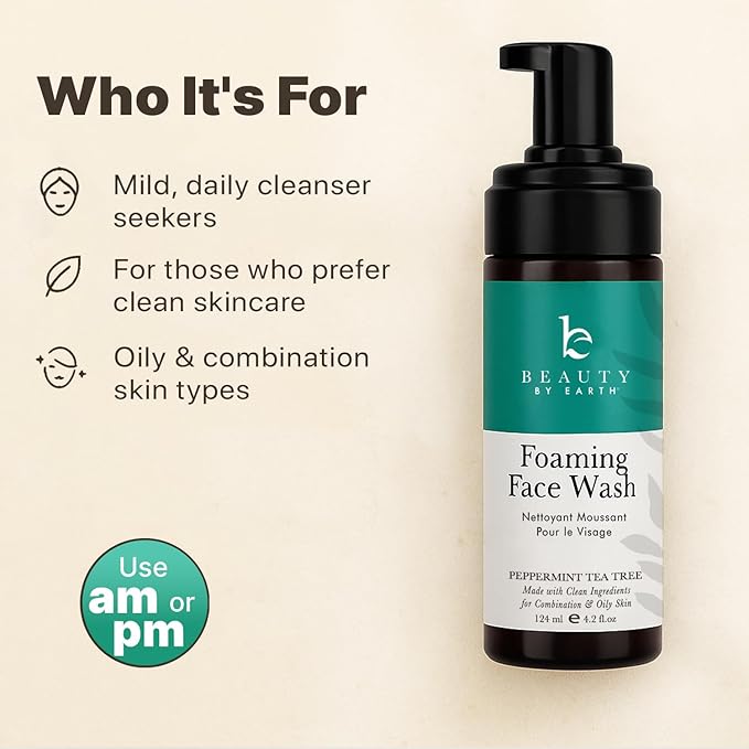 Foaming Face Wash Cleanser – Made in USA with Hydrating Natural & Organic Vegan Ingredients, Gentle Non-Toxic Daily Facial Wash for Sensitive, Oily & Blemish Prone Skin for Women, Men & Teens