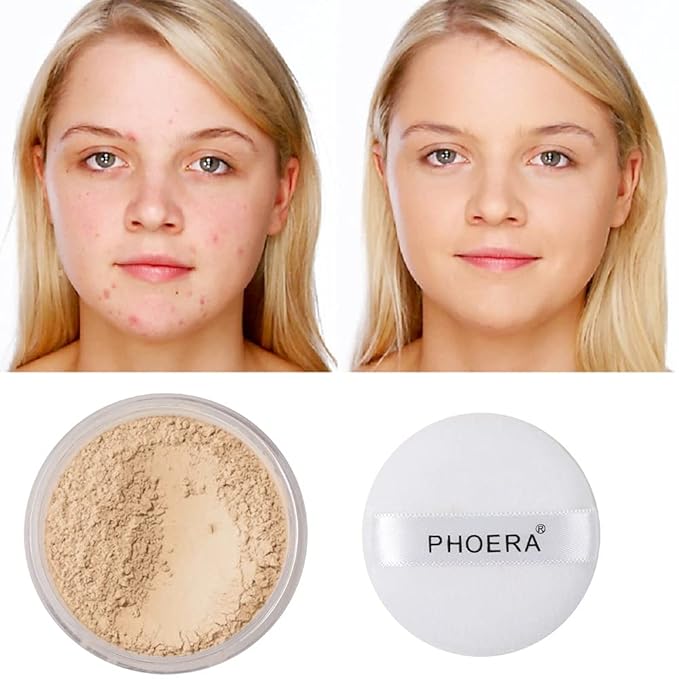 2 Pack PHOERA Banana Setting Powder, Control Oil Brighten Skin Color Cover Blemish Face Setting Loose Powder。 (03# Banana)