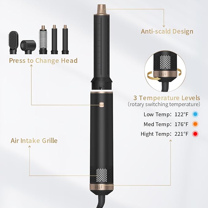 5 in 1 Blow Dryer Brush Ionic Hot Air Styler Hair Dryer Brush Blow Dryer Set Air Curling Wrap Style