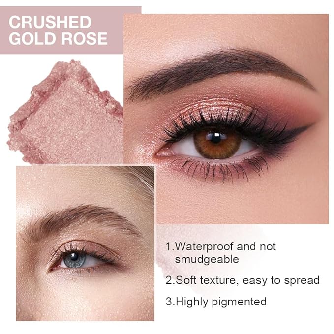 Eyeshadow Single Shimmer, Monochrome Glittler Eyeshadow Palette, Pressed Glitter Single Eyeshadow, Everyday Low Saturation Delicate Long-Lasting Eye Makeup Looks Eye Shadow Brown 03