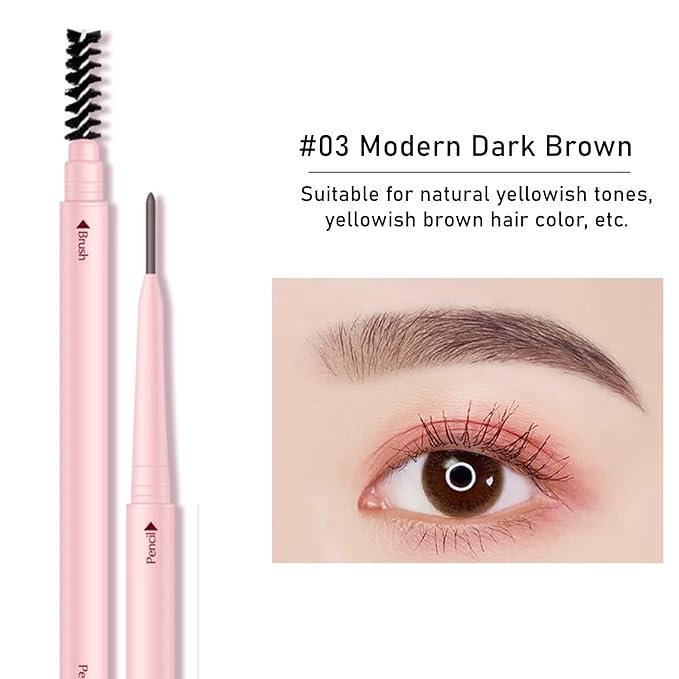 Eyebrow Pencil Dark Brown,6Pack Eyebrow Pencils for Women,Micro Brow Pencil Waterproof,Ultra-Precise Tip Long-Lasting Brow Pencils for Natural Looking Eye Brows,Built-In Brush,03 Modern Dark Brown.