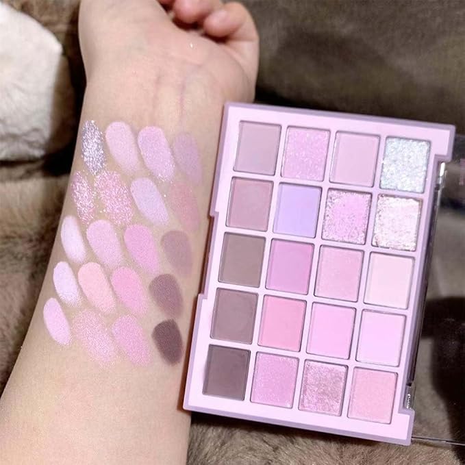 20 Nude Brown Pink Matte Shimmer Eyeshadow Palette for Eye Makeup,High Pigmented Beige Purple Tan Eye Shadow Primers Powder Palet de sombras de ojos (04# Light Lavender)