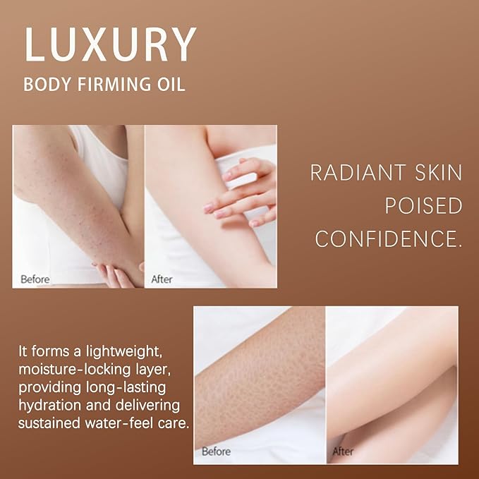 Luxury Body Firming Oil for Hydration & Elasticity, Vitamin E Enriched with Botanical Blends, Lightweight Glow Formula for All Skin Types, Non-Greasy Full Body Treatment (1)