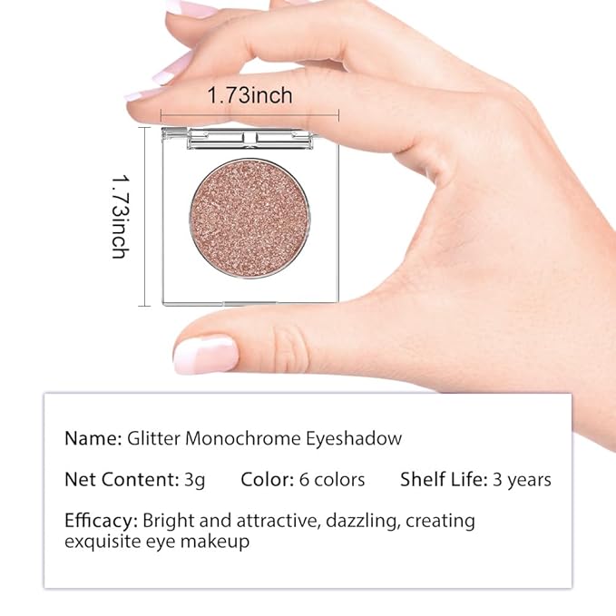 Glitter Shimmer Sparkle Eye Shadow Palette Makeup for Women, Shimmer Gold Brown Glitter Metallic Holographic Iridescent Cream Iridescent Single Monochrome Eyeshadow Makeup