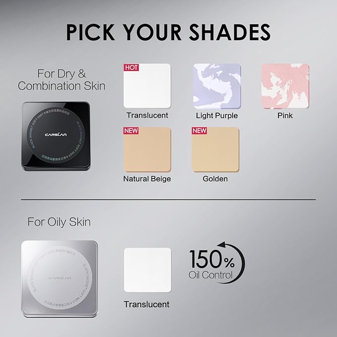 1.0 Waterproof Face Pressed Powder Compact, 24H Longlasting Oil Control Pressed Setting Powder Talc-Free Makeup, Shine Free, Poreless, Smooth, 01 Golden for dry&com skin (0.28Oz)