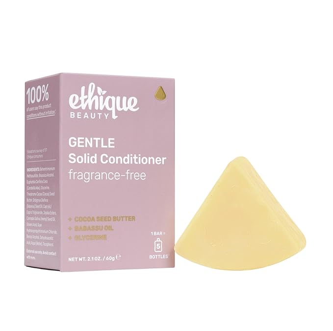 Ethique Gentle Unscented Conditioner Bar with Cocoa Butter - Plastic-Free, Cruelty-Free, Vegan, 2.12 oz - Formerly In the Buff
