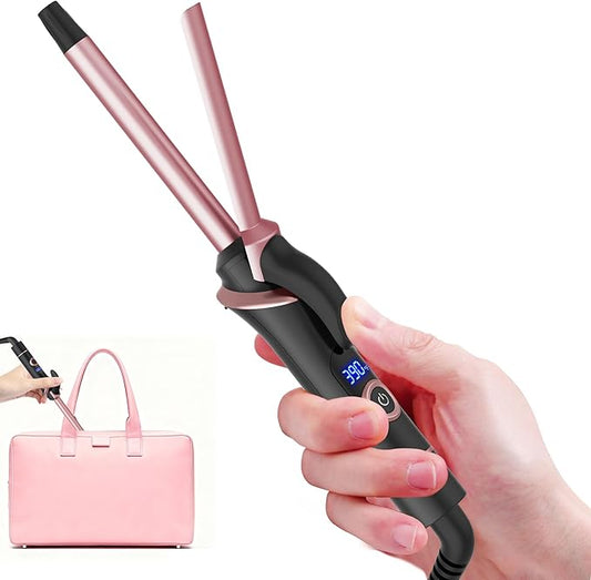Ukliss Mini Curling Iron for Short Hair Dual Voltage Ceramic Travel Small Curling Iron 1/2 Inch Barrel Curler Portable with 30S Fast Heating, 5 Temps, Auto Shut-Off for Global (1/2'' Black)