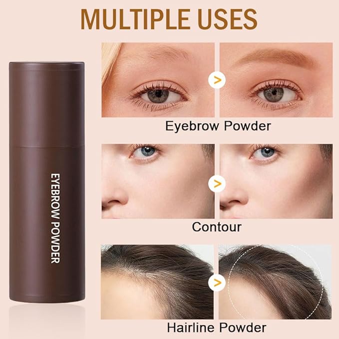 Eyebrow Powder Stamp Stencil Set, Eyebrow Stencils Shaping Kit, Long-Lasting Soft and Natural Eyebrow Powder for Women Girl, Includes Brush&Stencils, (A03#Dark Brown, 1 Kit)