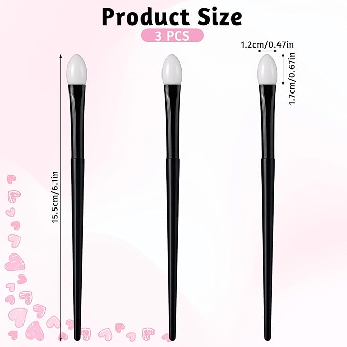 Molain Silicone Eyeshadow Brush, Makeup Applicator Lip Mask Makeup Brushes Silica gel Makeup Eyebrow Lipstick Brushes Lip Mask Makeup Brushes for Liquid Eye Shadow Applying Cream(3Pcs)