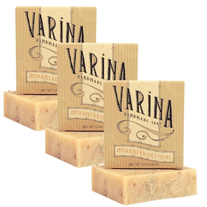 Organic Unscented Oatmeal Bar Soap - Gentle Cleansing for Sensitive Skin, Unscented - 3 Pack