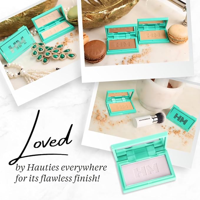 Travel Size Mini Pressed Powder - Haute Minute Makeup Complexion Perfection Mini Powder - Perfect For Travel or Your Purse! (Neutral Dark)